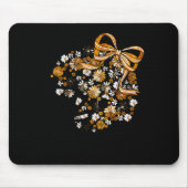 Floral Football Game Day Girly Bow Team Srit Black Muismat (Voorkant)