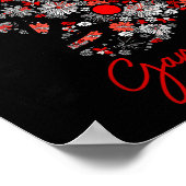 Floral Football Game Day Girly Team Srit Black Red Poster (Hoek)