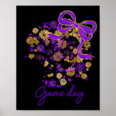 Floral Football Game Day Girly Team Srit Purple Bl Poster (Voorkant)