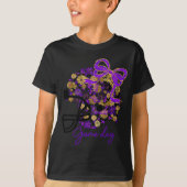 Floral Football Game Day Girly Team Srit Purple Bl T-shirt (Voorkant)