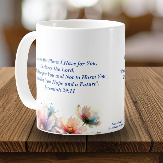 Floral For I know/ Jeremiah 29:11  Personalize Koffiemok