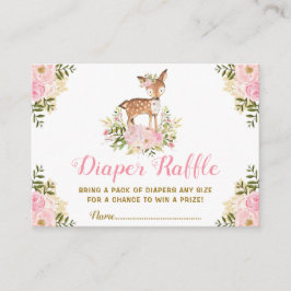 Floral Forest Deer Diaper Raffle Girl Baby shower Informatiekaartje