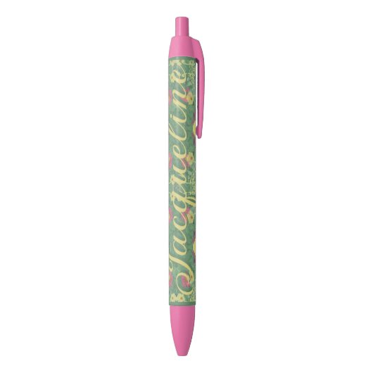 Floral Forest Floor w/Name Zwarte Inkt Pen (Achterkant (Verticaal))