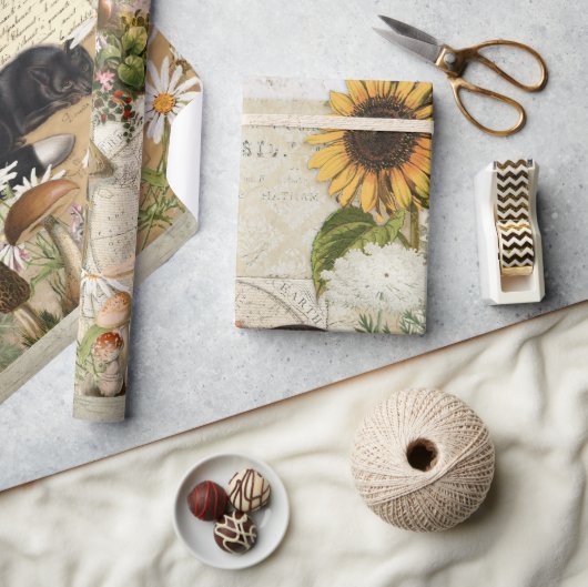 Floral Forest Fox paddenstoelen Ephemera-ontkoppel Cadeaupapier (Crafts)