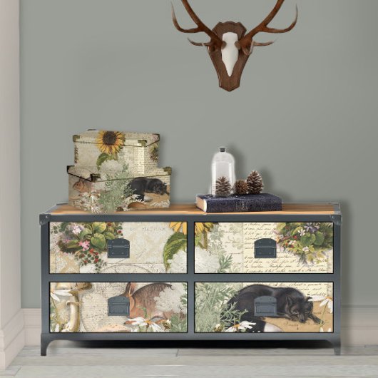 Floral Forest Fox paddenstoelen Ephemera-ontkoppel Tissuepapier