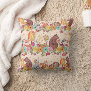 Floral Forest Friends Woodland Animals Pattern Kussen