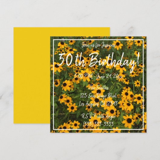 Floral Foto 50th Birthday Black-ayed Susans Kaart (Voorkant / Achterkant)