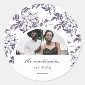  Floral Foto Boog Bruiloft Ronde Sticker (Voorkant)