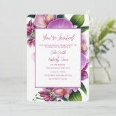 Floral foto bruiloft uitnodiging QR-code (Staand voorkant)