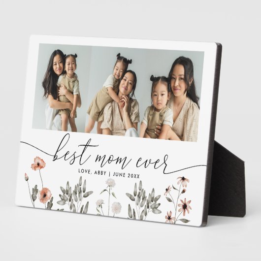 Floral Foto Collage Best mam Ever Keepslag Fotoplaat (Zijkant)