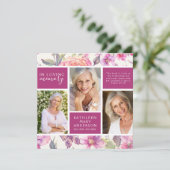  Floral Foto Collage Funeral Sympathie Bedankkaart (Staand voorkant)