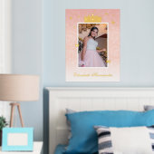Floral Foto  Crown Light Pink Roos Gold Folie Afdrukken (Insitu (Slaapkamer))
