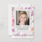 Floral Foto Funeral Memorial Dank je Kaart (Voorkant)