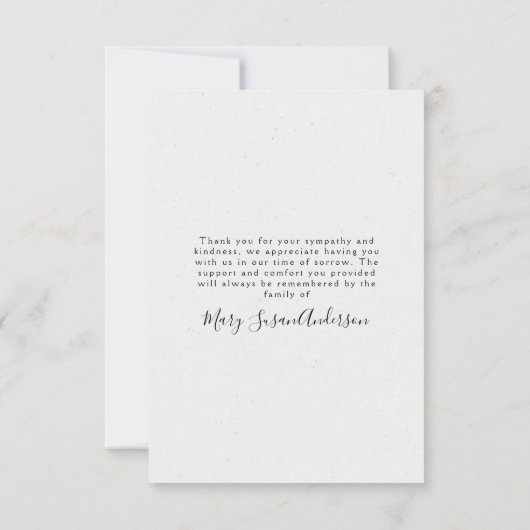 Floral Foto Funeral Memorial Dank je Kaart (Achterkant)