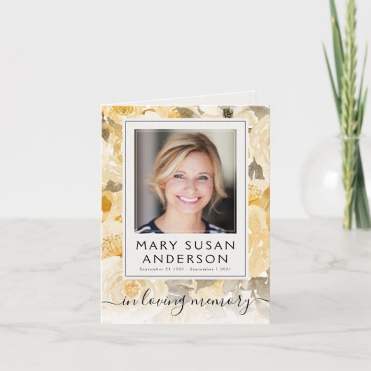 Floral Foto Funeral Memorial Dank je Kaart (Voorkant)