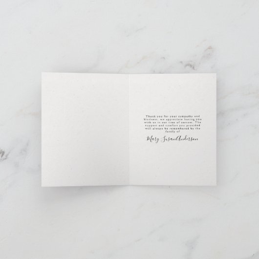 Floral Foto Funeral Memorial Dank je Kaart (Binnen)