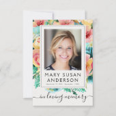 Floral Foto Funeral Memorial Dank je Kaart (Voorkant)