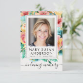 Floral Foto Funeral Memorial Dank je Kaart (Staand voorkant)