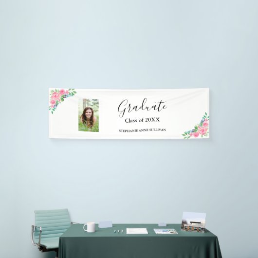 Floral Foto Gefeliciteerd met Graduation Party Spandoek (Beurs)