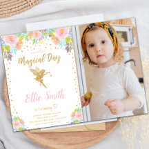 Floral foto Magical Fairy Birthday Invitations