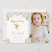 Floral foto Magical Fairy Birthday Invitations Kaart (Voorkant)