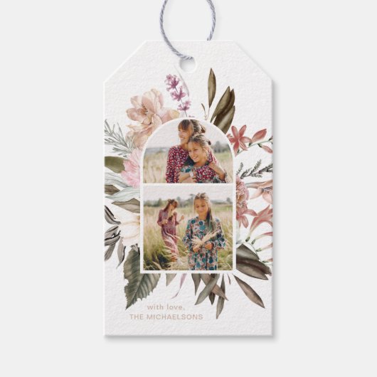 Floral foto met naam Cadeaulabel (Voorkant)