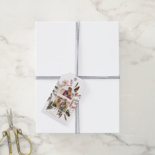  Floral foto met naam Cadeaulabel (Met Touw)