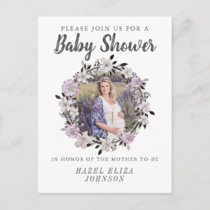 Floral Foto Moederschap Baby Shower Invitaties Uitnodiging Briefkaart