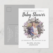 Floral Foto Moederschap Baby Shower Invitaties Uitnodiging Briefkaart (Voorkant / Achterkant)