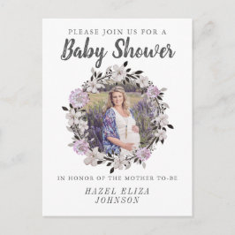 Floral Foto Moederschap Baby Shower Invitaties Uitnodiging Briefkaart
