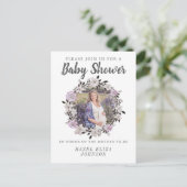 Floral Foto Moederschap Baby Shower Invitaties Uitnodiging Briefkaart (Staand voorkant)