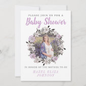 Floral Foto Moederschap Baby shower Kaart (Voorkant)