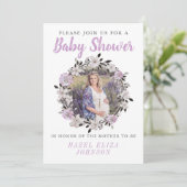 Floral Foto Moederschap Baby shower Kaart (Staand voorkant)