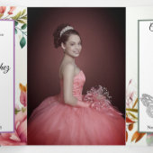 Floral Foto Quinceanera Trifold Invitation Drieluik Programma (Binnenkant midden)