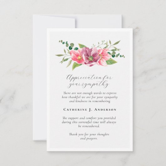 Floral Foto Sympathie Funeral Memorial Bedankkaart (Voorkant)
