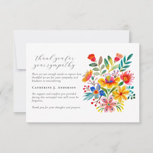 Floral Foto Sympathie Funeral Memorial Bedankkaart (Voorkant)