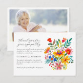 Floral Foto Sympathie Funeral Memorial Bedankkaart (Voorkant / Achterkant)