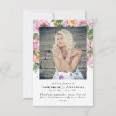 Floral Foto Sympathie Funeral Memorial Bedankkaart (Achterkant)