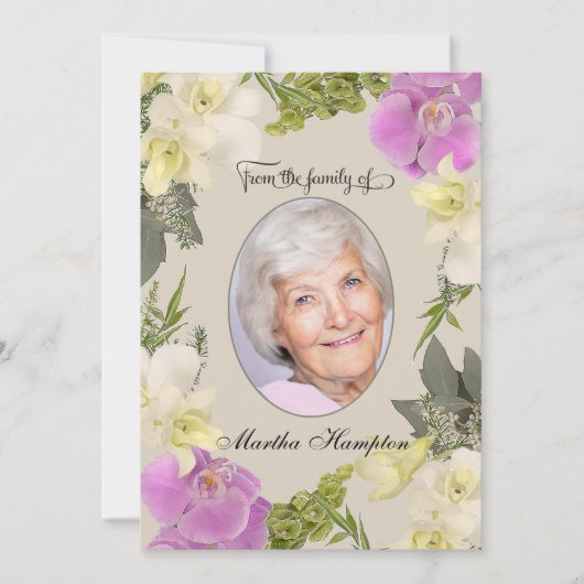 Floral Foto Sympathie Hartelijk dank voor orchidee Bedankkaart (Voorkant)