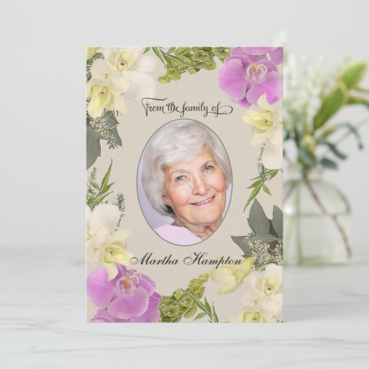 Floral Foto Sympathie Hartelijk dank voor orchidee Bedankkaart (Staand voorkant)