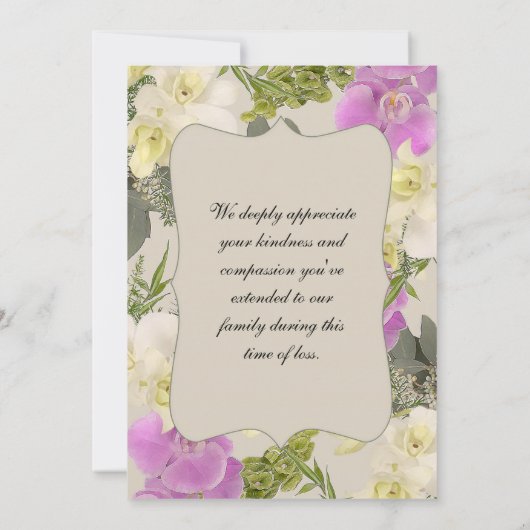 Floral Foto Sympathie Hartelijk dank voor orchidee Bedankkaart (Achterkant)