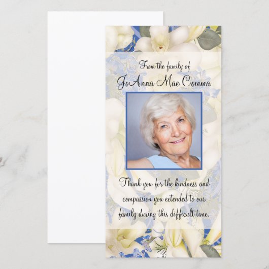 Floral Foto Sympathie Hartelijk dank voor orchidee Bedankkaart (Voorkant / Achterkant)