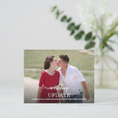 Floral foto Uitgestelde bruiloft update kalligrafi Briefkaart (Staand voorkant)