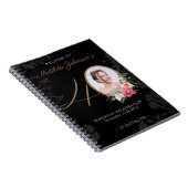 Floral foto van 40e verjaardag zwarte goudgids notitieboek (Rechterzijde)