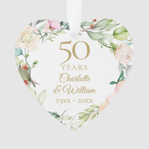 Floral foto van 50th Gold Wedding Jubileum Ornament