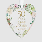 Floral foto van 50th Gold Wedding Jubileum Ornament (voorkant)