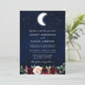 Floral foto van Celestial Wedding Moon Stars Kaart (Staand voorkant)
