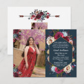 Floral foto van de moderne Bourgogne Aankondigingskaart (Voorkant / Achterkant)