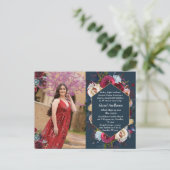 Floral foto van de moderne Bourgogne Aankondigingskaart (Staand voorkant)