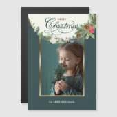 Floral foto van Elegant Merry-kerstkalligrafie (Voorkant / Achterkant)